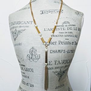 Pearl Tube Tassel Necklace